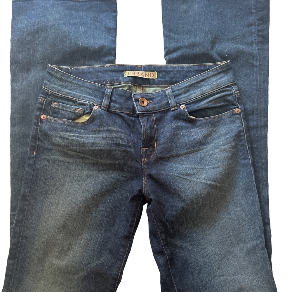 J Brand Women's Dark Blue Jeans: Heartbreaker Boot Leg Slim Fit Low Rise